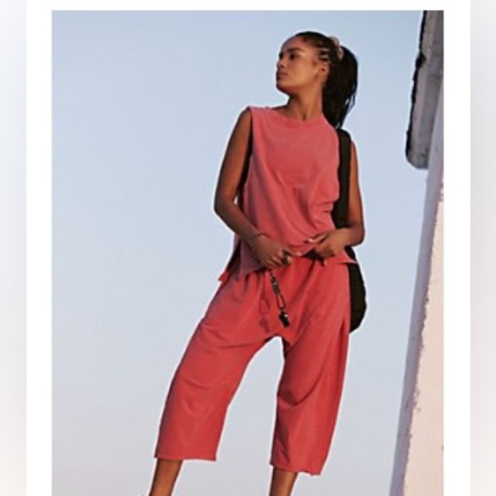 free people relaxed set  size small ( oversized)red